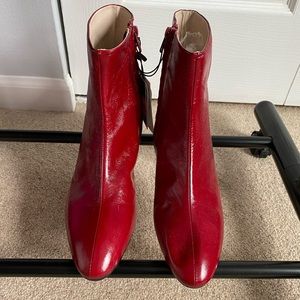 Zara Red Leather Booties
